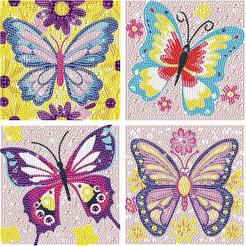 Miniatura 8 de Paquete de 4 kits de arte de diamantes para niños y adultos principiantes, kits de pintura de diamantes de dibujos animados 5D para niños, kits