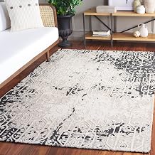 SAFAVIEH Ebony Collection Area Rug - 5' x 8', Black & Ivory, Handmade Wool, Ideal for The Living Room, Bedroom, Dining Room EBN130Z-5