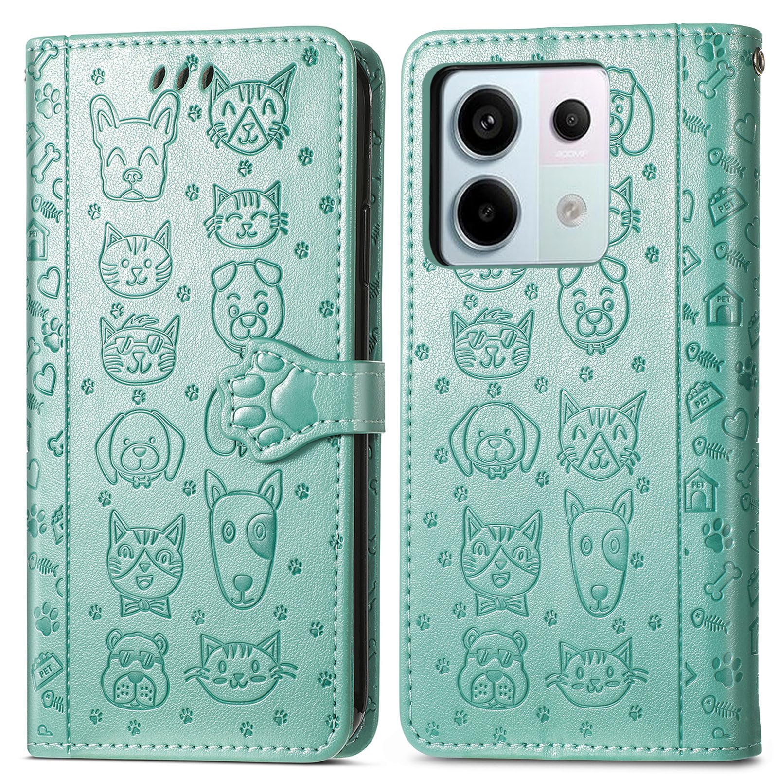 Coque Portefeuille Fertuo Pour Xiaomi Redmi 15C 4G/5G - Cuir Synthétique, Motif Chat/chien, Porte-cartes, Support Intégré
