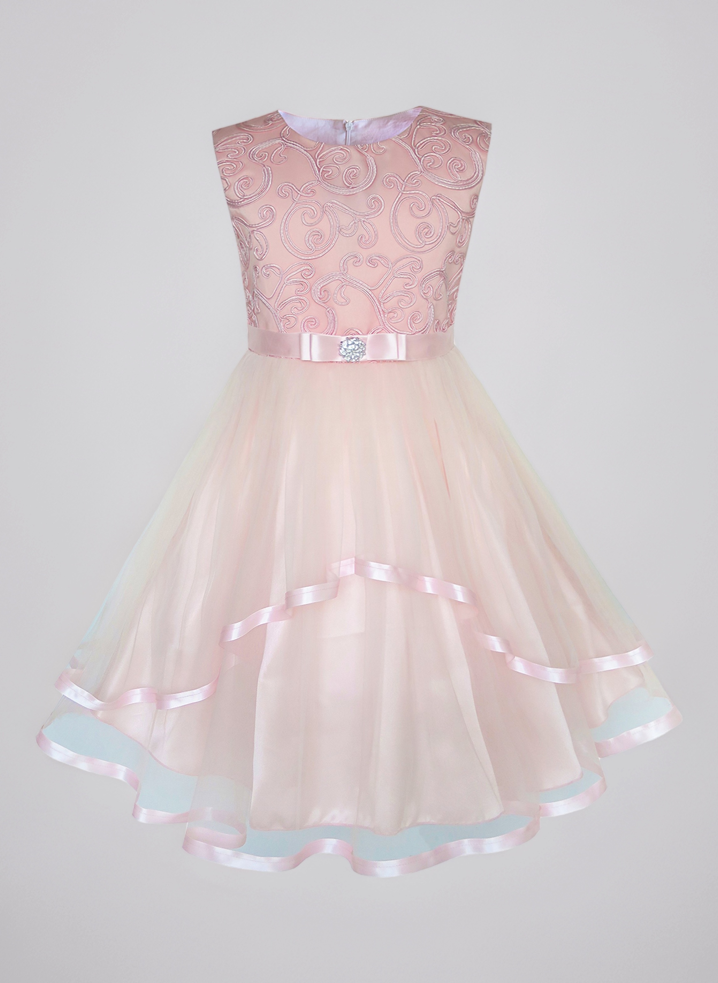 Flower Girls Dress Blue Belted Wedding Party Bridesmaid Age 4-12 Years