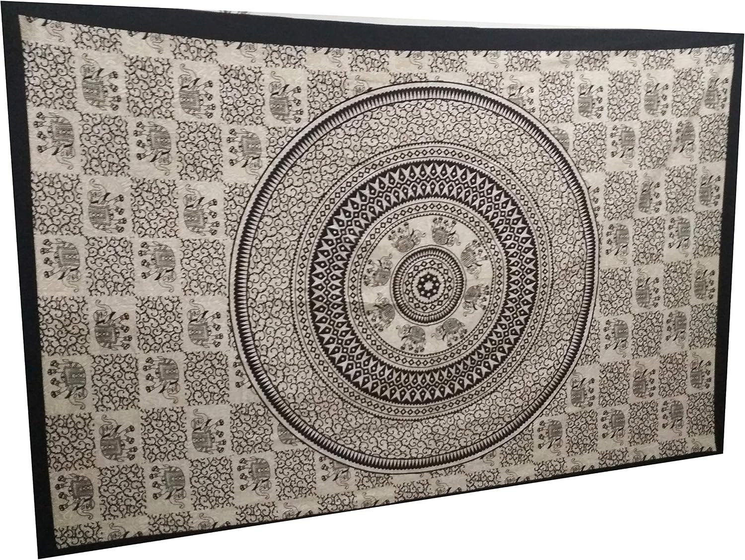 Purpledip Cotton Bed Cover Wall Poster Beach Throw 'Elephant Universe': Bohemian Hanging Tapestry (20057)
