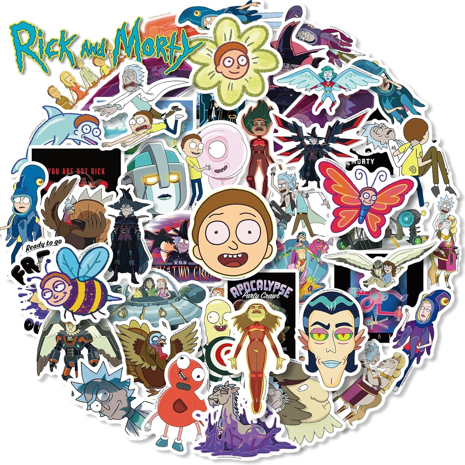 50PCS Rick and Morty Stickers,Officially Licensed Waterproof Vinyl Stickers,Waterproof Vinyl Decals for Laptop, Water Bottle, Car, Phone - Cartoon Anime Decor