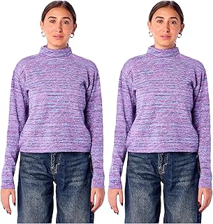 Ravin Regular Fit Funnel Neck Purple Pullover, For Women, Purple, S (Pack of 2)
