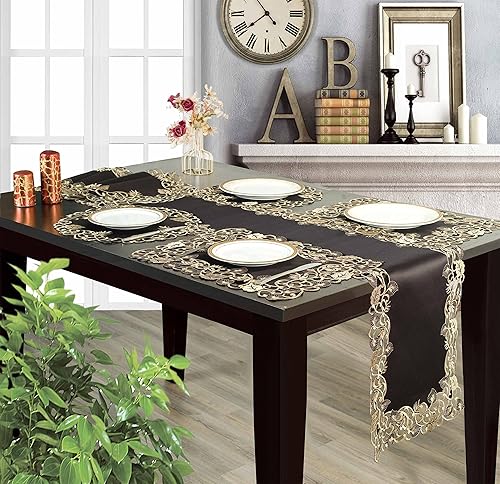 Miniatura 6 de Juego de 4 manteles individuales Decozen - Lavables, estilo granja, de lino, antideslizantes y resistentes al calor, aptos para limpiar, decoración