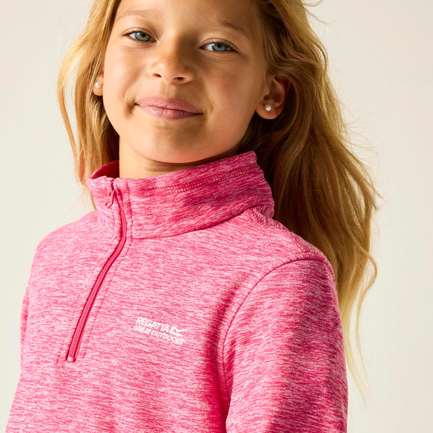 Regatta Kids Hot Shot mélange half-zip fleece warm anti-pilling quick drying Winter Layer top