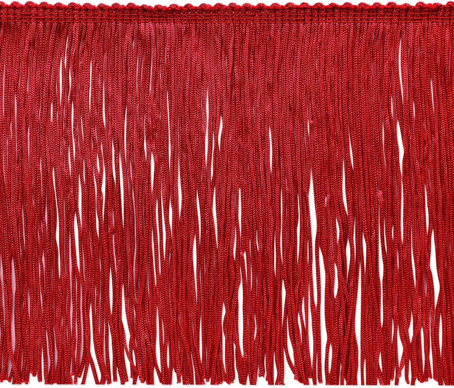 Trims By The Yard 6" Stretch Chainette Fringe Trim, Decorative Polyester Fringe Trim, Versatile Fringes for Costumes, Home Decor, and Party Decorations, 5 Yards, Red