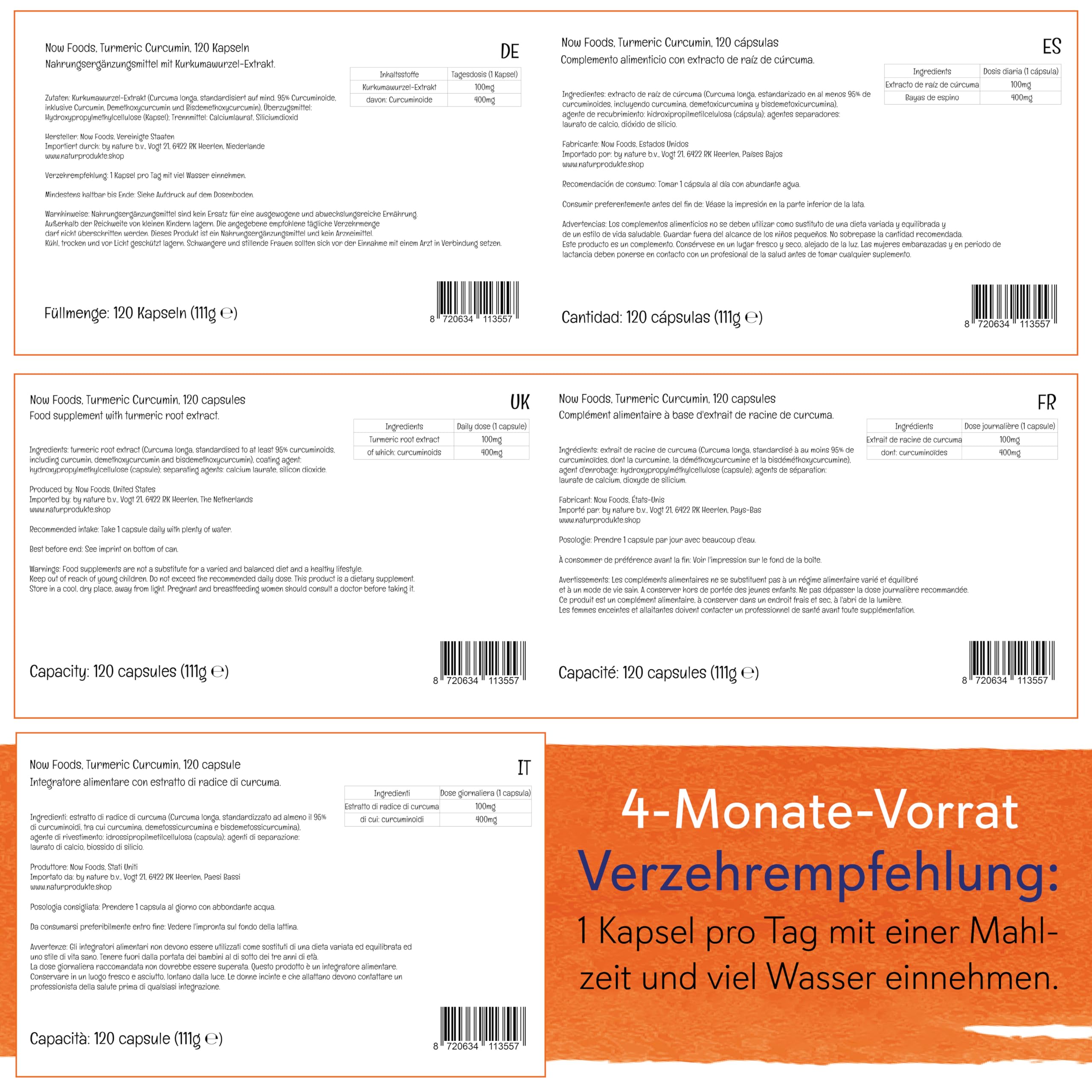 Now Foods, Turmeric Curcumin (Kurkuma), 665mg, 120 vegane Kapseln, Laborgeprüft, Sojafrei, Glutenfrei, Vegetarisch, ohne Gentechnik