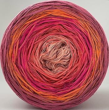 Lexury Ombre Gradient Yarn Cake with Sparkling Metallic Thread   Cotton Acrylic, 1000 Meters / 3-Ply Fingering Weight, Hand-Wound,for Knitting and Crochet. Crazy