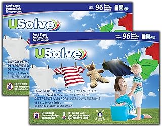 Usolve, Eco-Friendly & Plastic-Free Laundry Detergent Strips (2-Pack Fresh Scent, Up to 192 Loads). - Hypoallergenic, Biod...