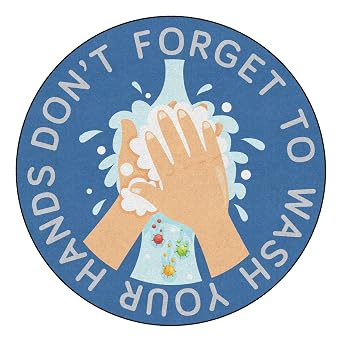 Sprogs Dont Forget to Wash Your Hands Washable Rug 5 Diameter