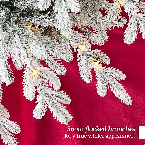 Miniatura 7 de Best Choice Products Árbol de Navidad artificial de álamo temblón preiluminado de 6 pies, decoración navideña noble flocada de alta calidad con