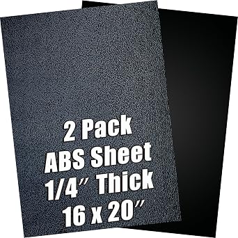 ABS Plastic Sheet 1/4 Inch Thick 16 x 20 (2-Pack),Black Rigid Moldable Panel with Different Surfaces (Textured Front & Smooth Back) for Structural Parts, Amp Mounting, and DIY Home Decor, etc.
