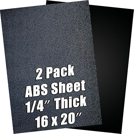 ABS Plastic Sheet 1/4 Inch Thick 16 x 20 (2-Pack),Black Rigid Moldable Panel with Different Surfaces (Textured Front & Smooth Back) for Structural Parts, Amp Mounting, and DIY Home Decor, etc.