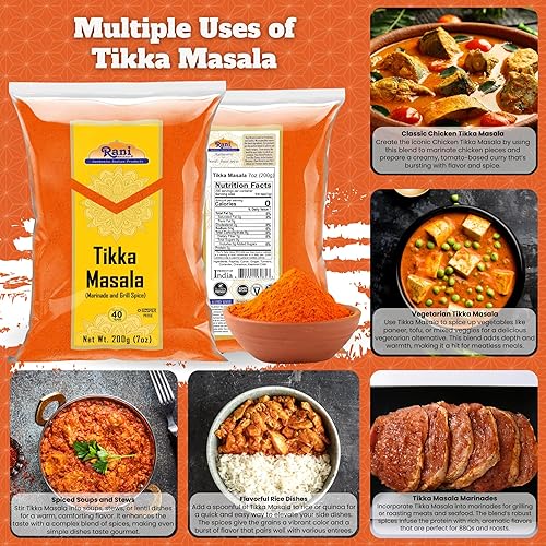 Miniatura 5 de Rani Tikka Masala Indian 7-Spice Blend 7 oz (200g)  Todo natural  Sin sal  Vegano  Sin colores  Apto para gluten  Sin OMG  Origen indio