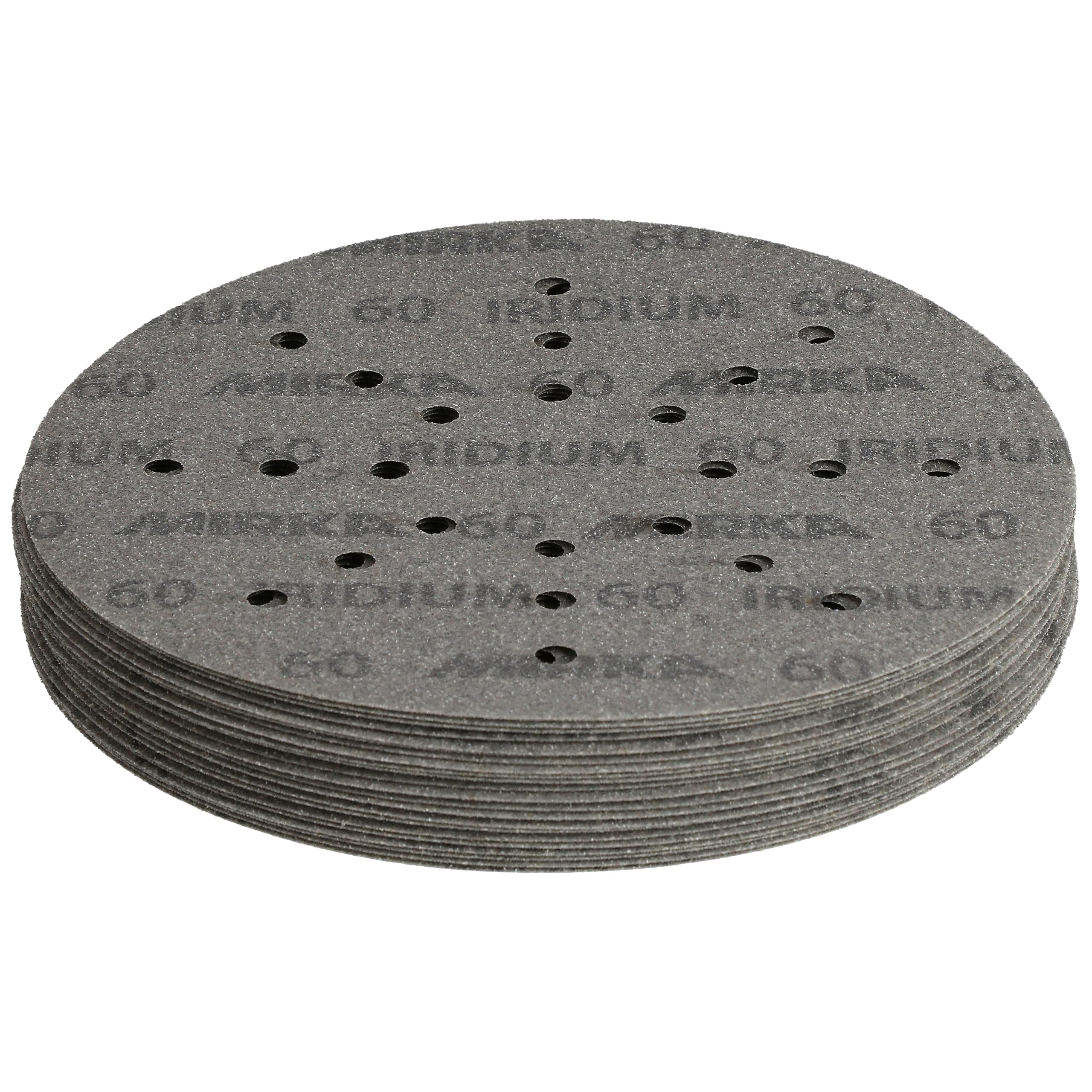Mirka papier ścierny Iridium 225 mm 24 otwory rzep P60 25 szt | Do szlifierek do suchej zabudowy 24 otwory efektywne usuwanie farb szpachli podkładów drewna stali materiałów mineralnych