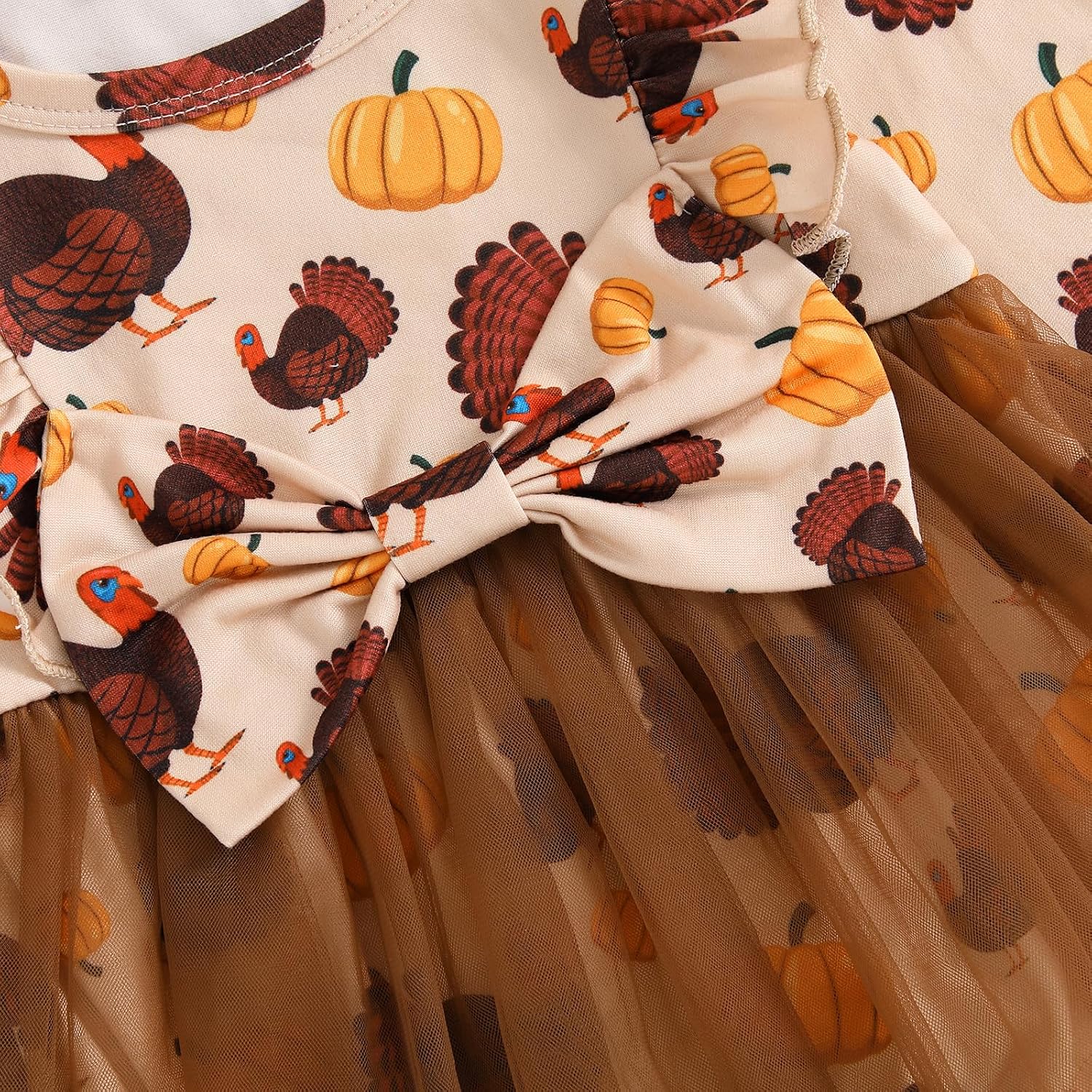 Thanksgiving Baby Girl Outfit Infant Fall Romper Dress Turkey Pumpkin Print Bodysuit Tutu Dresses Newborn Clothes image 5