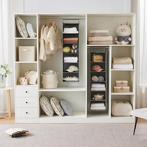 Miniatura 4 de MAX Houser Organizador colgante de armario de 6 niveles, estante colgante de armario con 2 ganchos resistentes para almacenamiento, paquete de 2,