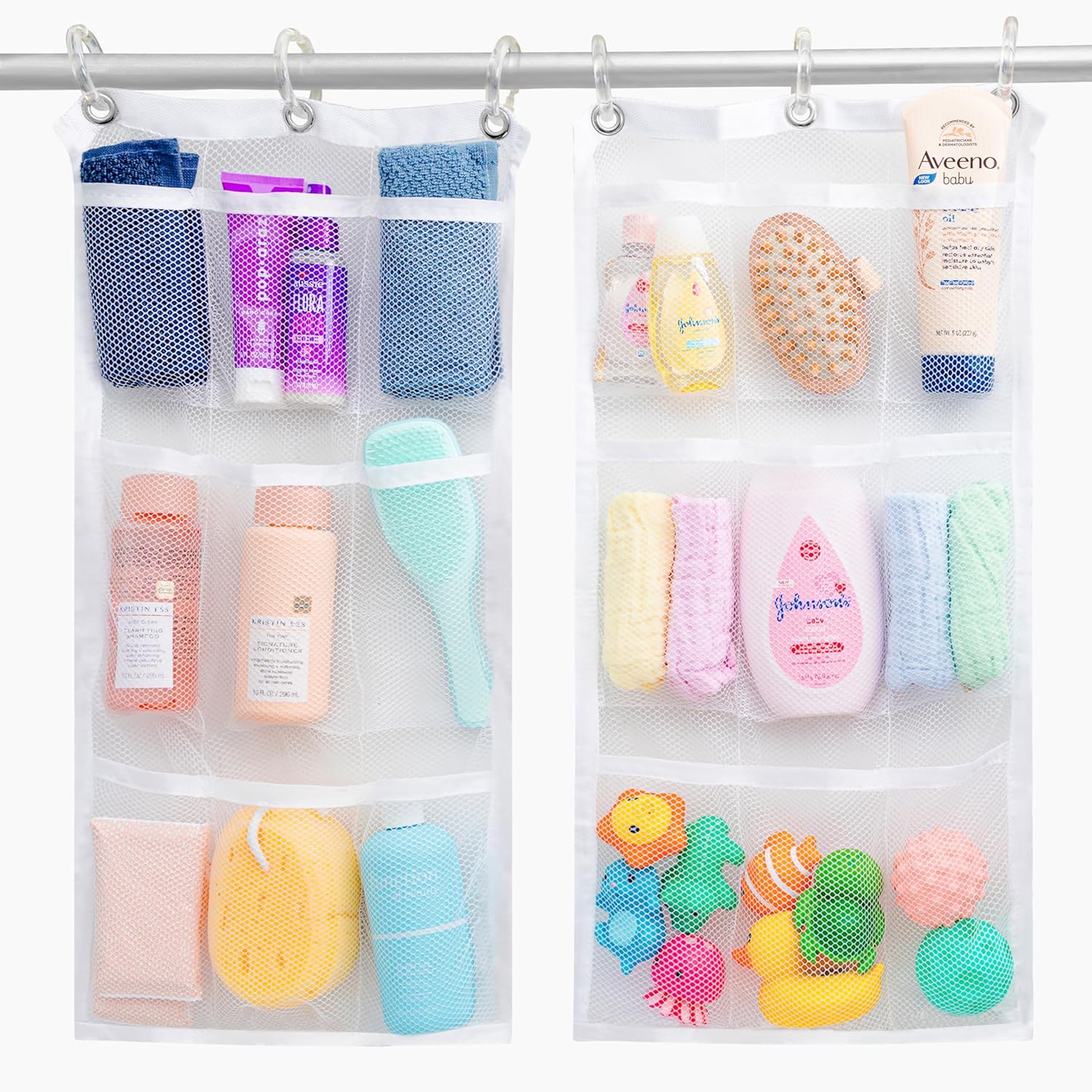 Handy Laundry Hanging Shower Organizer 2-Pack - 9-Pocket - Mesh Caddy with Deep Storage Pockets for Organizing Bathroom