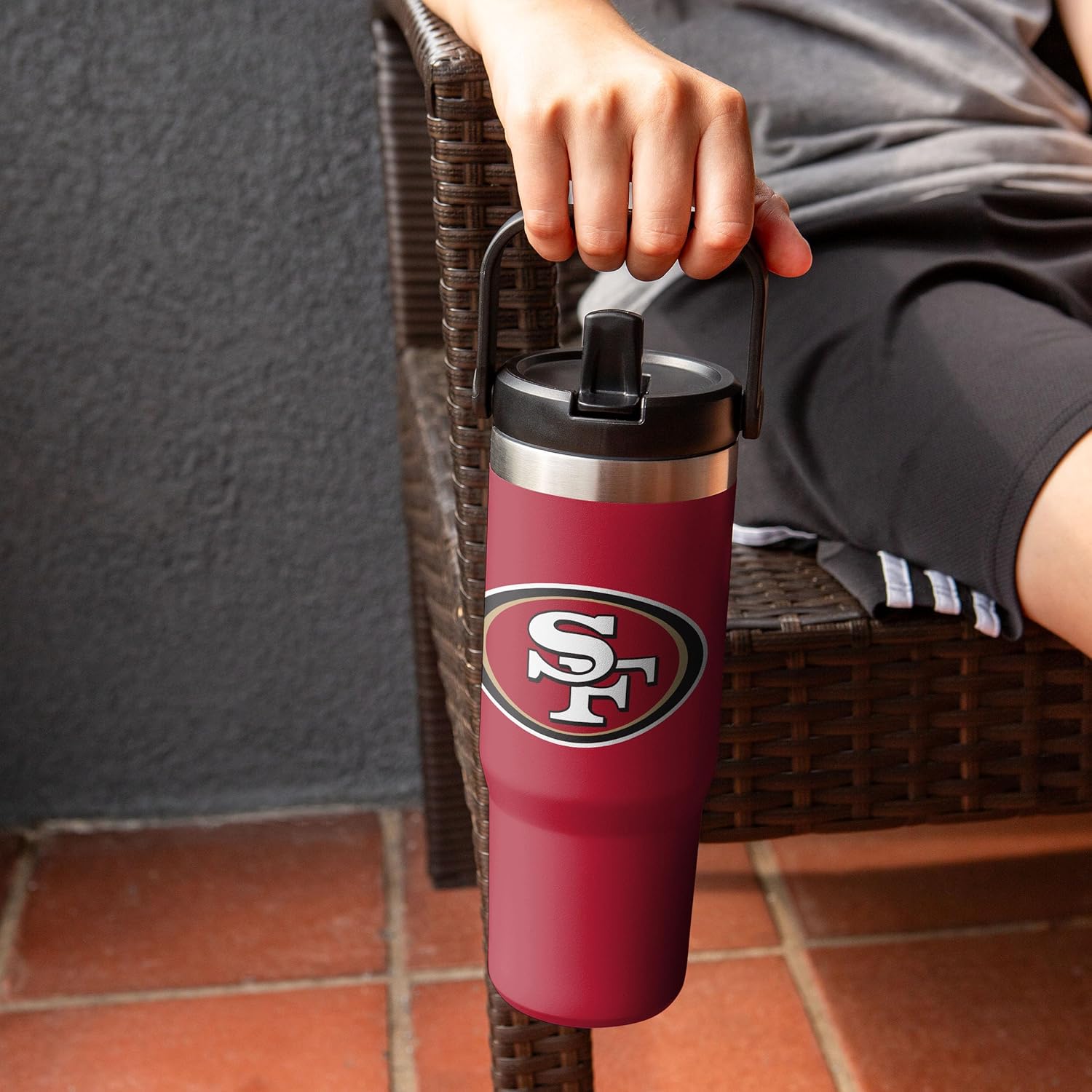 FOCO Unisex NFL Team Logo Insulated Travel Mug 30oz Straw Tumbler