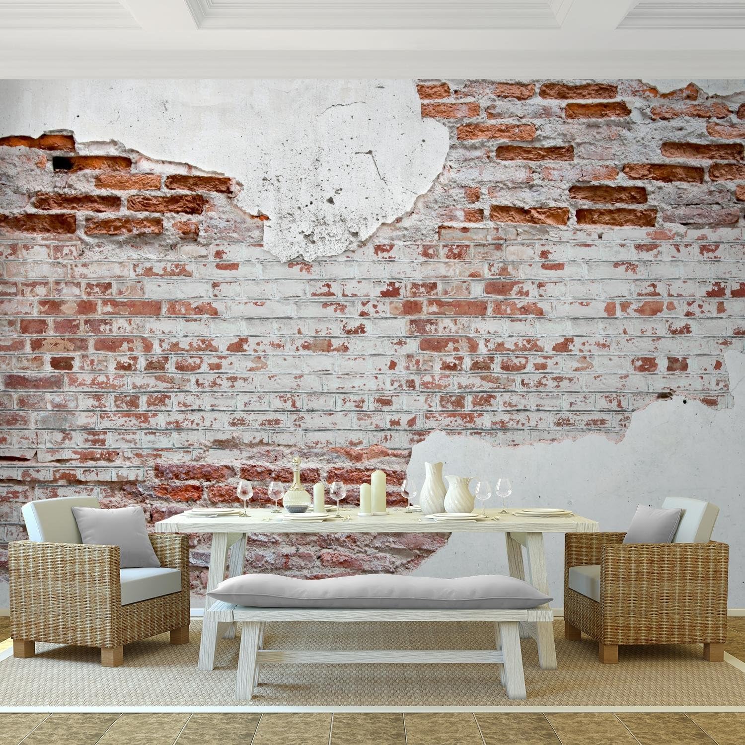 Runa Art Photo Wallpaper Stone wall 352 x 250 cm Non-Woven Wall Art XXL Moderne Living Room Bedroom White Brown 9083011a - Image 3