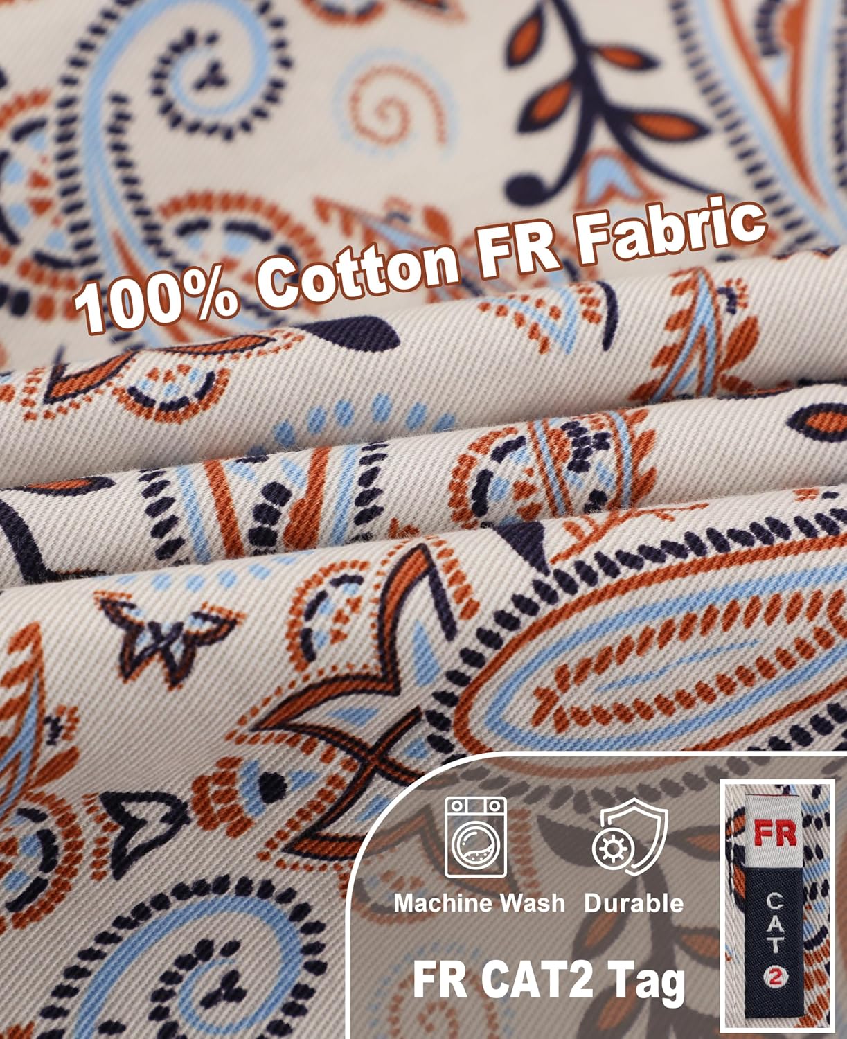 BOCOMAL FR Shirt for Summer Lightweight Vented Mesh Back and Underarm Breathable Flame Resistant Welding Button Down Shirts