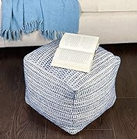 Vista 8 de Chardin home UNSTUFFED Ottoman, Cozy & Bohemian Pouf Covers, Hand Crafted Casual Seating, Footrest, Square Floor Pillow for Home, Office, Bedroom