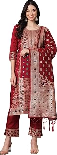 VredeVogel Women'S Cotton Silk Jacquard Kurta Set Price In India