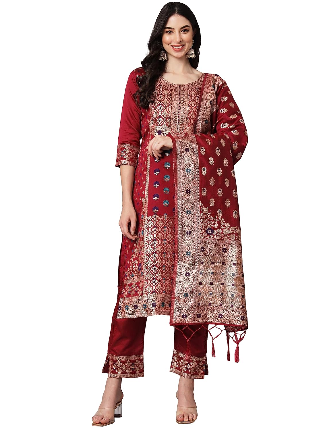 VredeVogel Women'S Cotton Silk Jacquard Kurta Set - Review, Price and Buying Guide