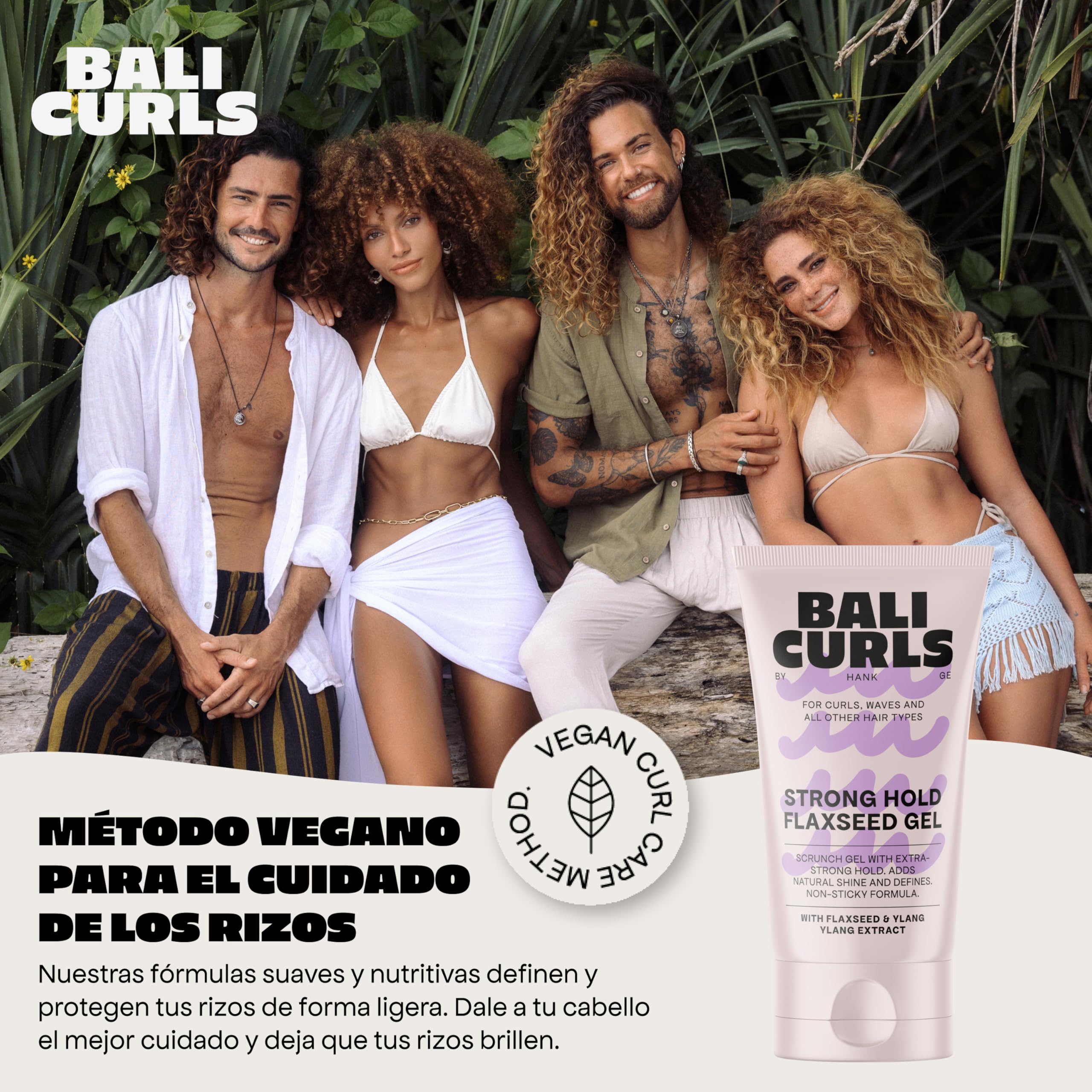 BALI CURLS Strong Hold Flaxseed Gel – Gel de linaza extra fuerte para rizos definidos – 150 ml