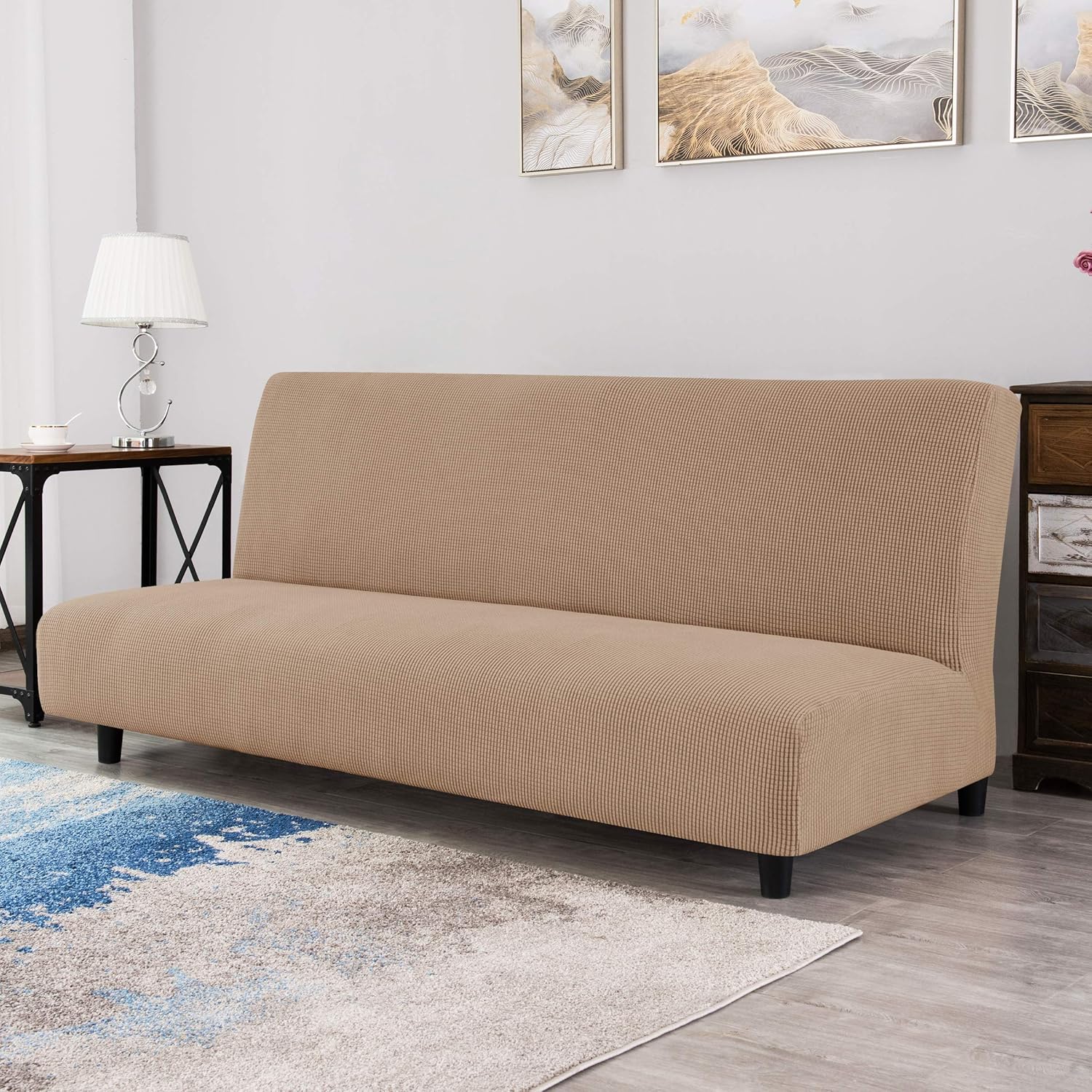 Bеѕt Dеаl Chеар 🛒 CHUN YI Stretch Armless Sofa Slipcover Elastic Fitted Full Folding Futon Cover Without Armrests with Elastic Bottom for Kids, Removable Machine Washable Furniture Sofa for Futon Couch (Camel)