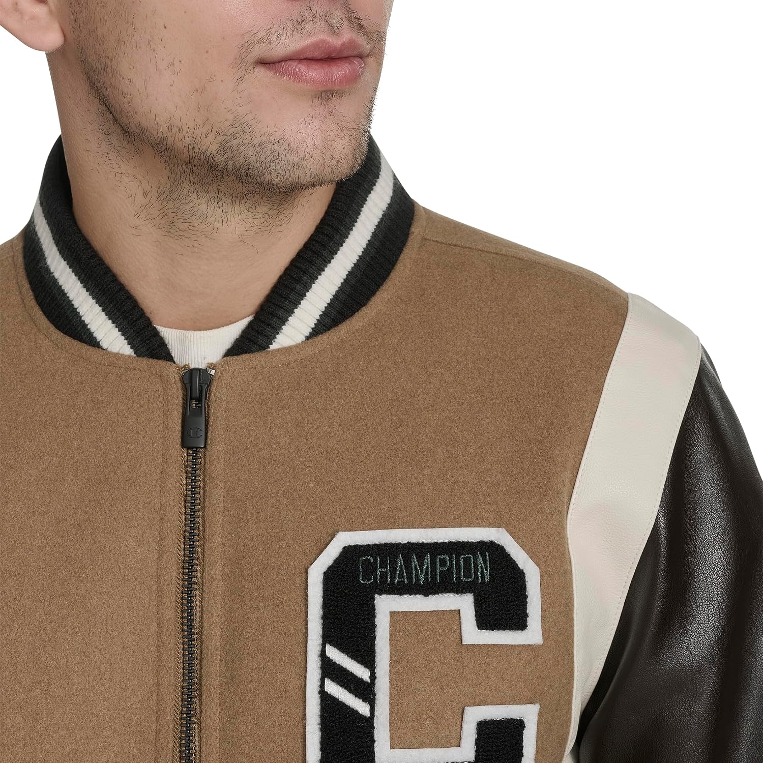 Champion Men's Letterman Varsity Bomber Jacket With Patches