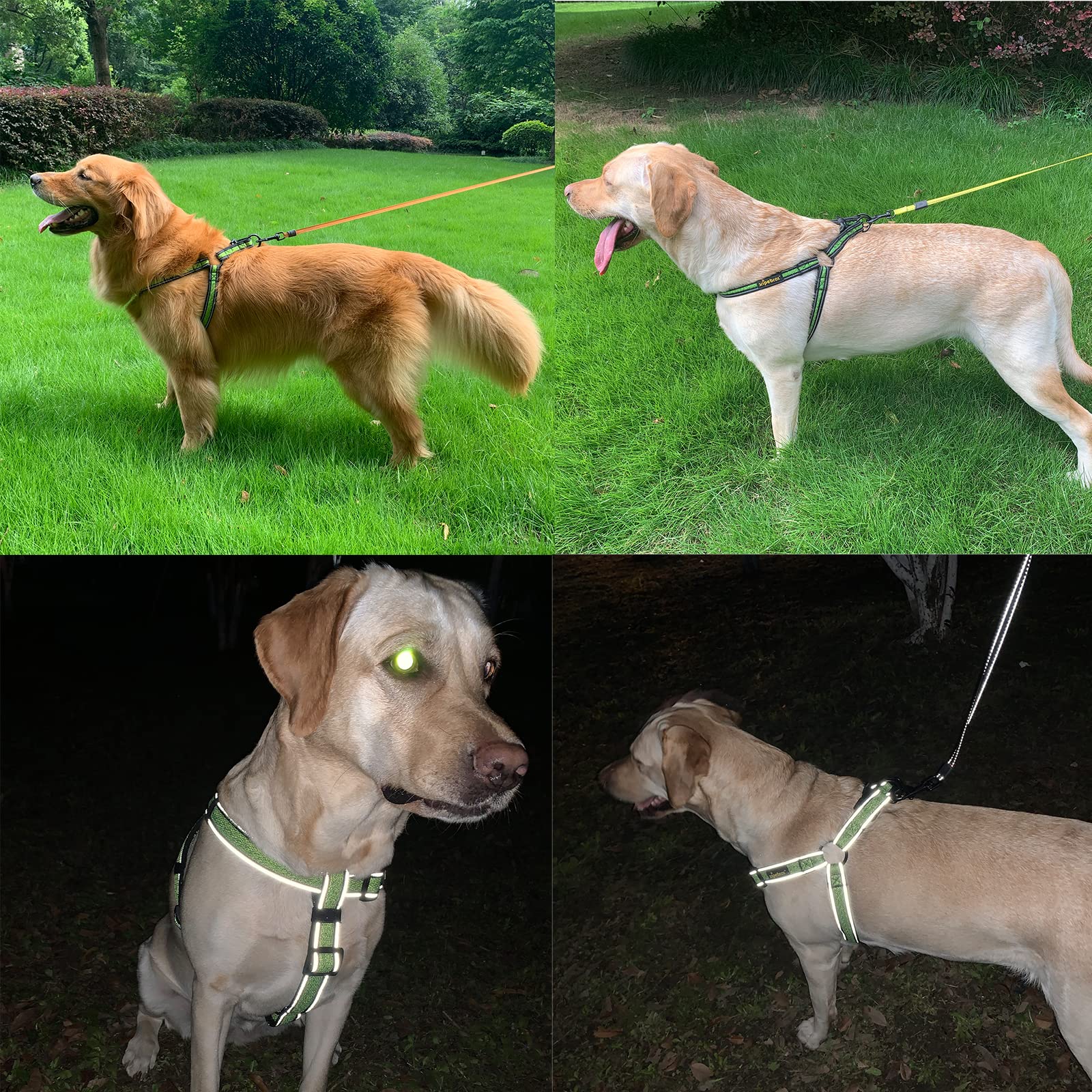 Arnés para perro, arnés para perro sin tirones con reflectante ajustable, evita que las mascotas se tiren y se asfixien, arnés para perros grandes (azul, XXL)