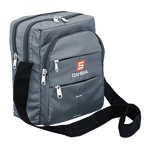 DAHSHA Stylish Nylon 6 Multi Pocket Sling Cross Body Travel Office Business Messenger one Side Shoulder Bag for Men & Women (25 x 9 x 21 CM, Grey)