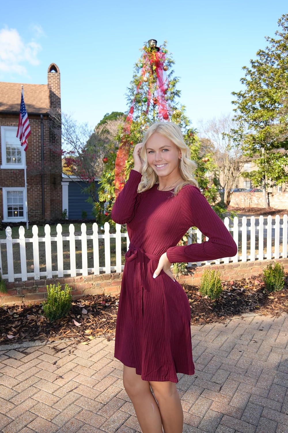 Newshows Women's Long Sleeve Fall Teacher Dresses 2025 Work Casual Knit Pockets Winter Sweater Dress Trendy - Image 2