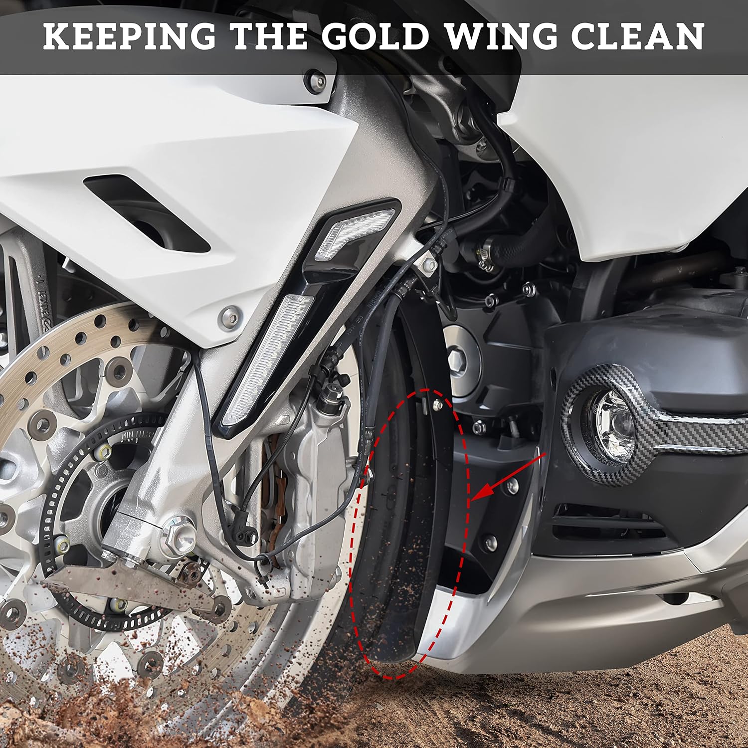 Front Fender Extender Mudguard Extension for Gold Wing, Extender Front Mudguard for Honda Goldwing GL1800 1800 2018 2019 2020 2021 2022 2023 2024 Accessories