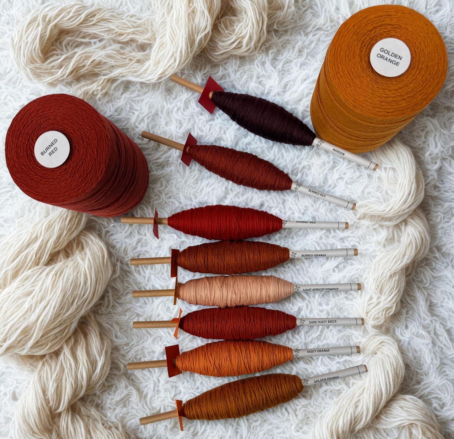 8-Pack of 100% Unmercerized Cotton Weaving Warp Thread 8/4 | Made in America | 400 Total Yards with 50 Yards per Color | Multi-Color Packs (8-Pk Orange-Reds)