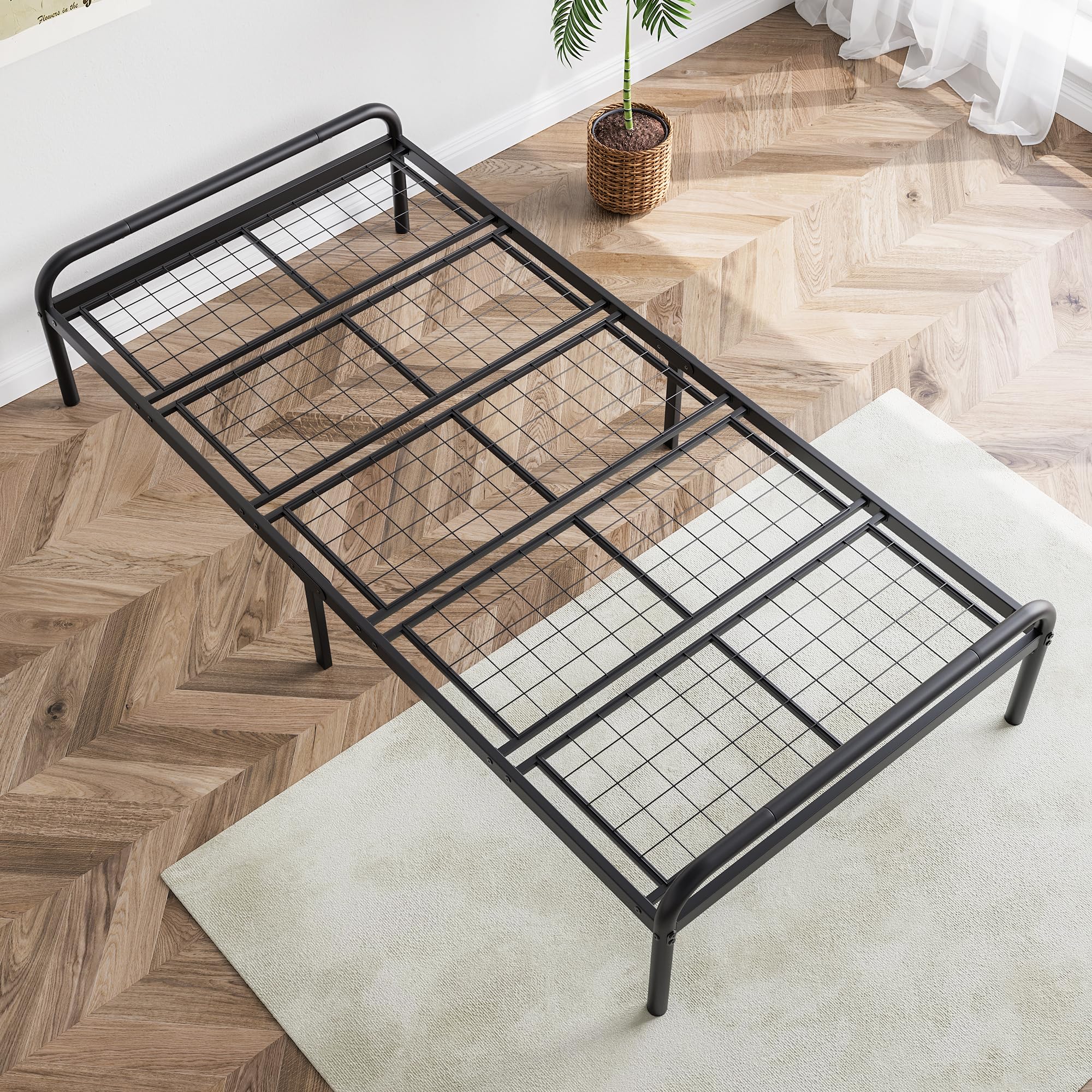 Amazon.co.jp: FOUBAM メタルプラットフォームベッドフレーム、金属鉄