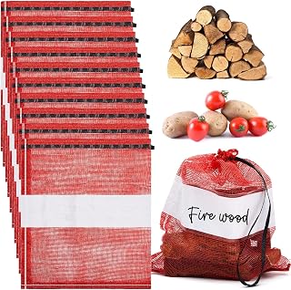 10 Pcs Onion Bags Reusable Mesh Produce Storage with Drawstring Firewood Bags Onion Potato Storage Sacks for Garden Vegetable Fruit Produce Packaging Supplies (22 x 24 Inch)