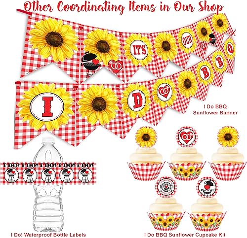 Miniatura 4 de Cartel de feliz cumpleaños de girasol - Banderín de fiesta de cumpleaños de barbacoa - Cartel de guinga rojo - Picnic de girasol