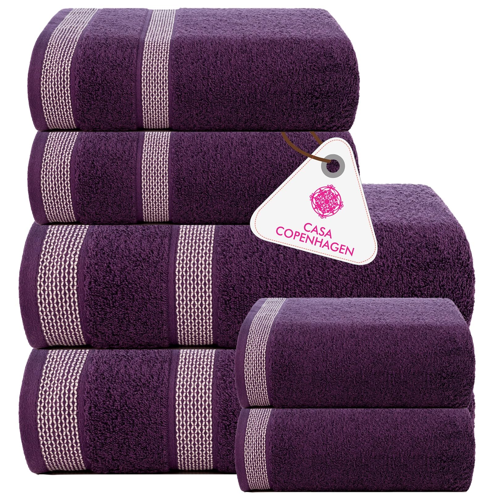 Casa Copenhagen Juego de 6 Toallas de baño 600 gsm, Rosa empolvado | Solitaire 100% algodón egipcio puro para baño, cocina y ducha: 2 toallas baño, 2 de mano, 2 paños (set regalo mujer y hombre)