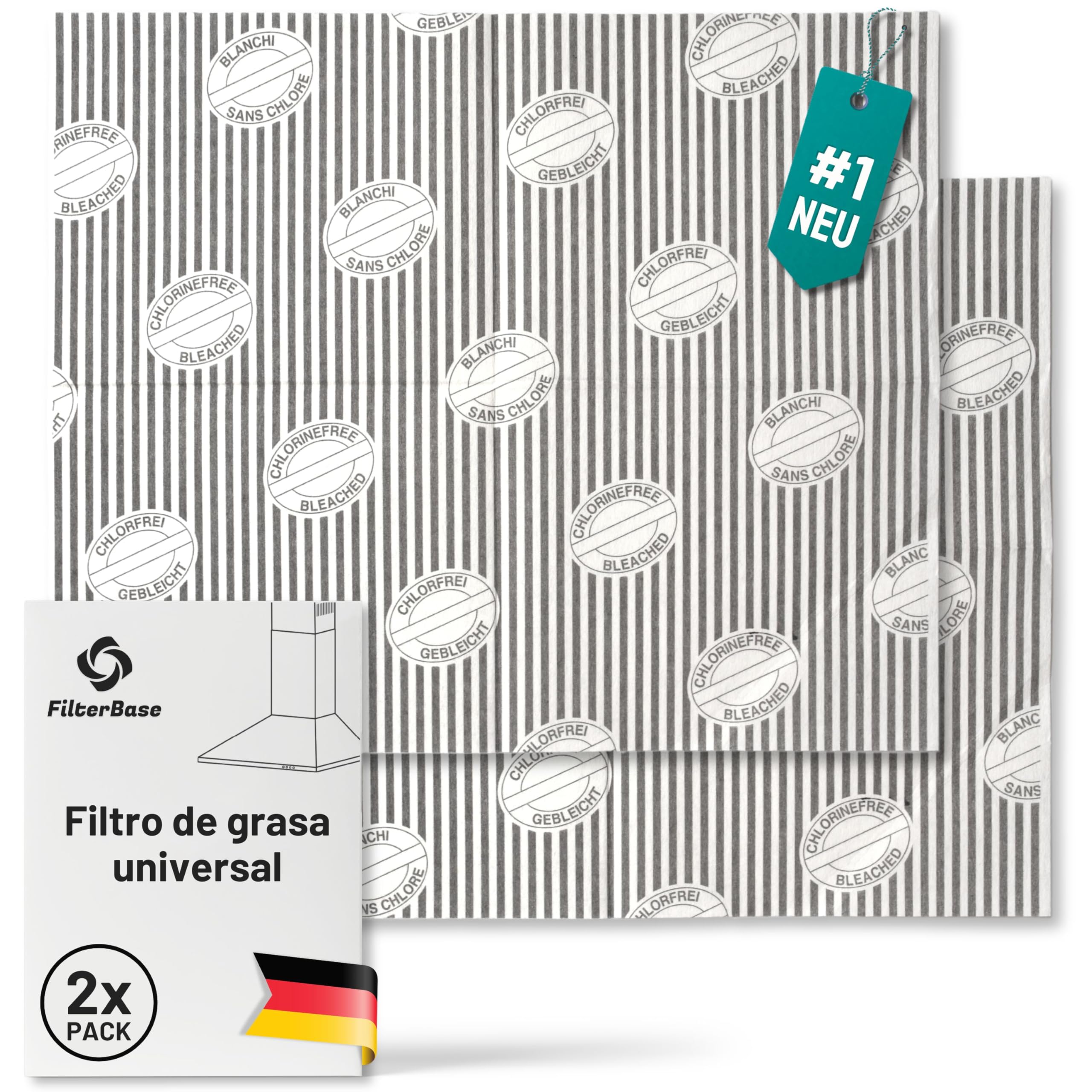 Filtro de Grasa Universal para Campana Extractora | Paquete de 2 | Indicador de Saturación del Filtro de Grasa, Filtro Plano para Campana Extractora | Filtro Recortable de 57x47 cm.