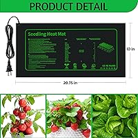Vista 2 de Tapete térmico para semillero para inicio de semillas, almohadilla térmica impermeable de 10 x 20.75 pulgadas para germinación de plantas