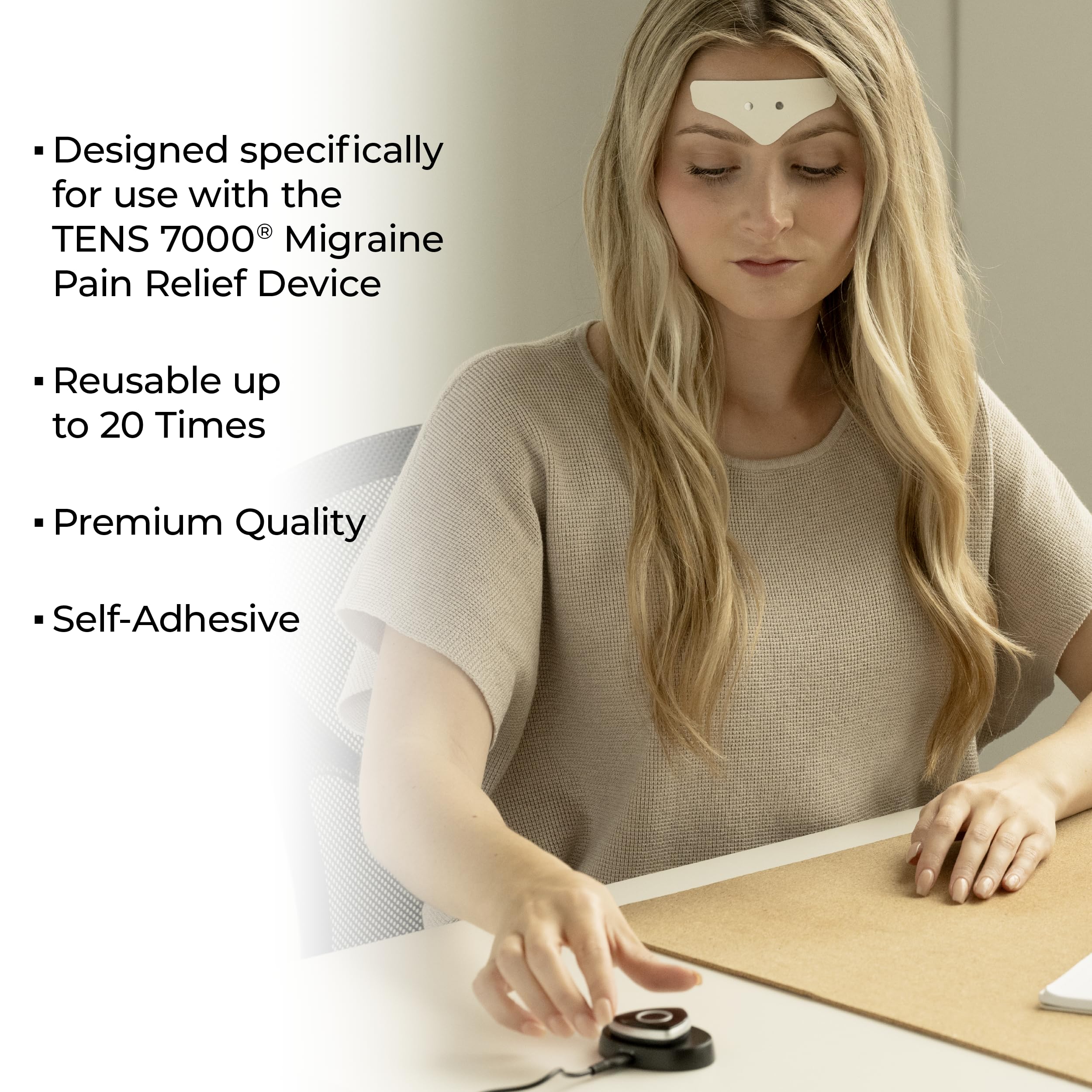 TENS 7000 Migraine Pads, 4 Count Per Pack – Compatible with TENS 7000 Migraine Relief Device, Replacement Pack, Wearable for Migraines and Migraña