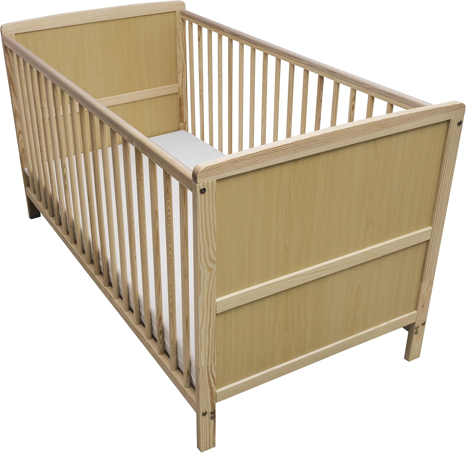 Kinder Valley Solid Pine Wood 2in1 Junior Cot Bed, Natural, 144 x 76