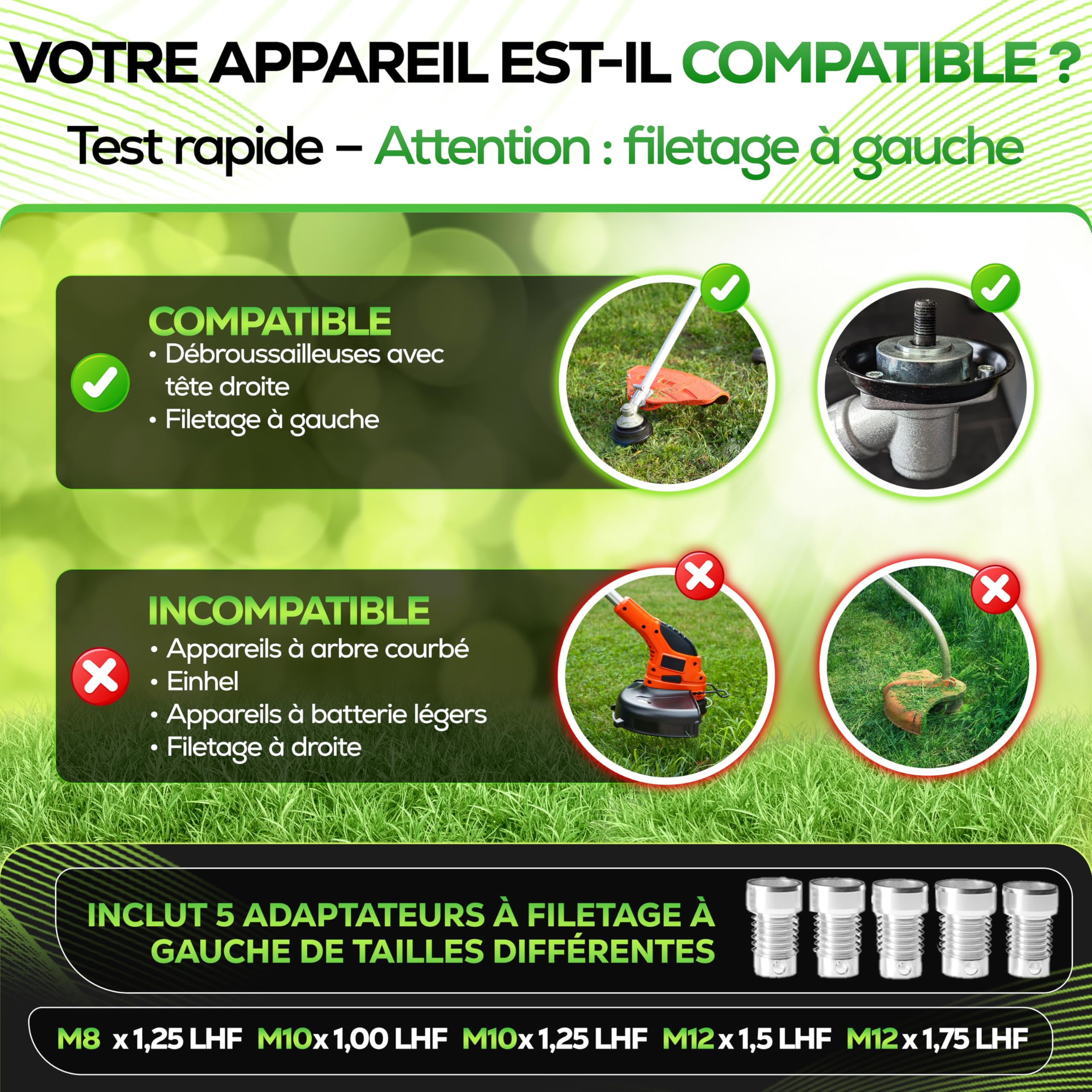 Tête de fil pour débroussailleuse avec bouton en acier filetage à gauche | Tête de débroussailleuse avec fonction Tap & Go | Tonte efficace avec tête de coupe pour débroussailleuse
