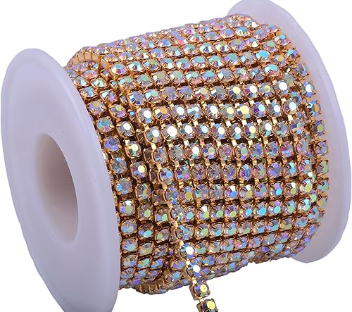 Miniatura 37 de KAOYOO - Cadena de diamantes de imitación de 9 metros (10 yardas) con cierre de 2.5 mm para manualidades de costura, decoración DIY (plata)