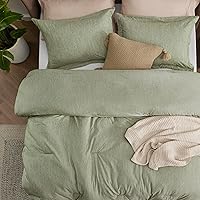 Vista 122 de Bedsure - Juego de edredón tamaño matrimonial de 3 piezas, teñido catiónico azul marino, ropa de cama para todo el año, 1 edredón de 82 x 86