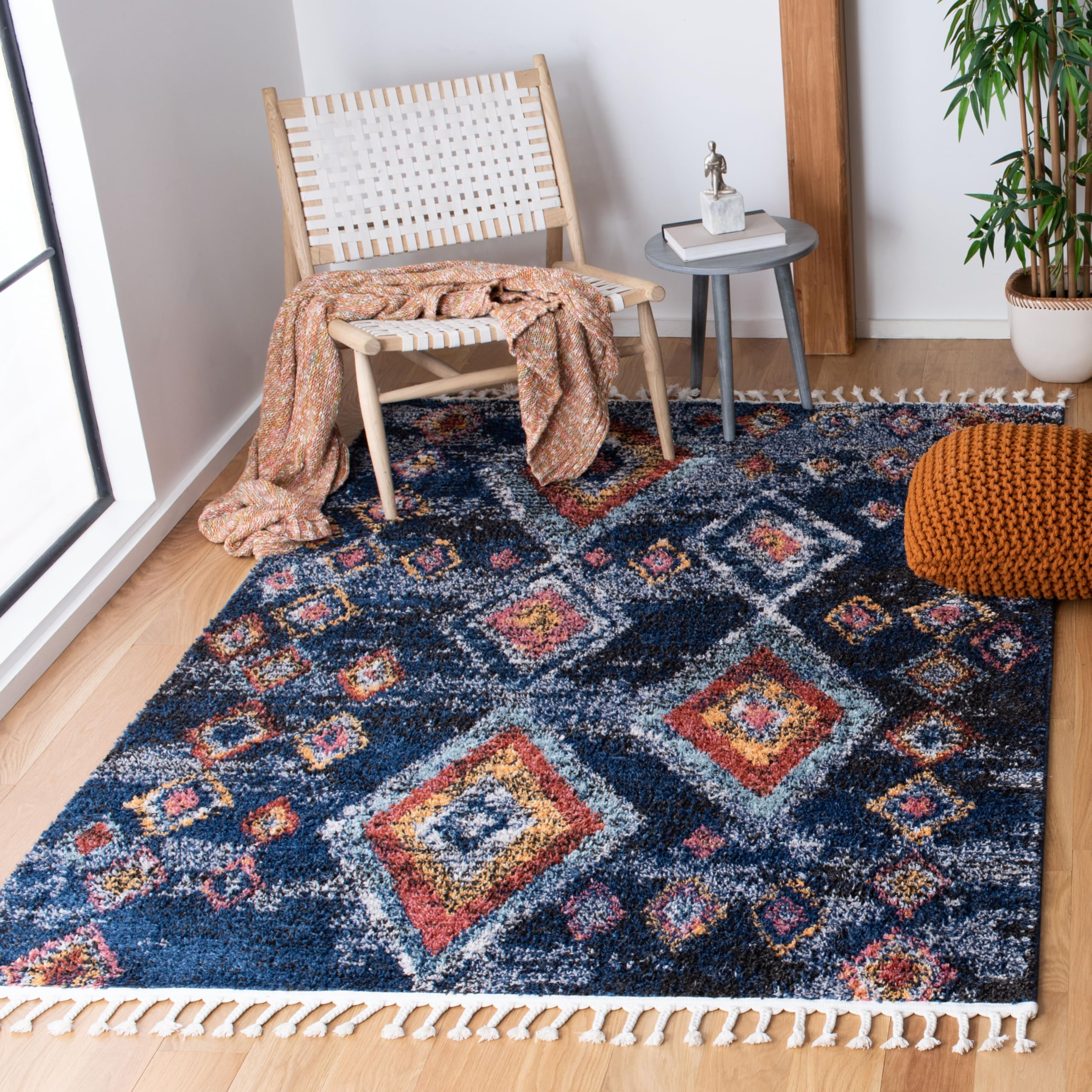 Tapis Boho pour salon marine Safavieh 160x229 cm moderne à poil court