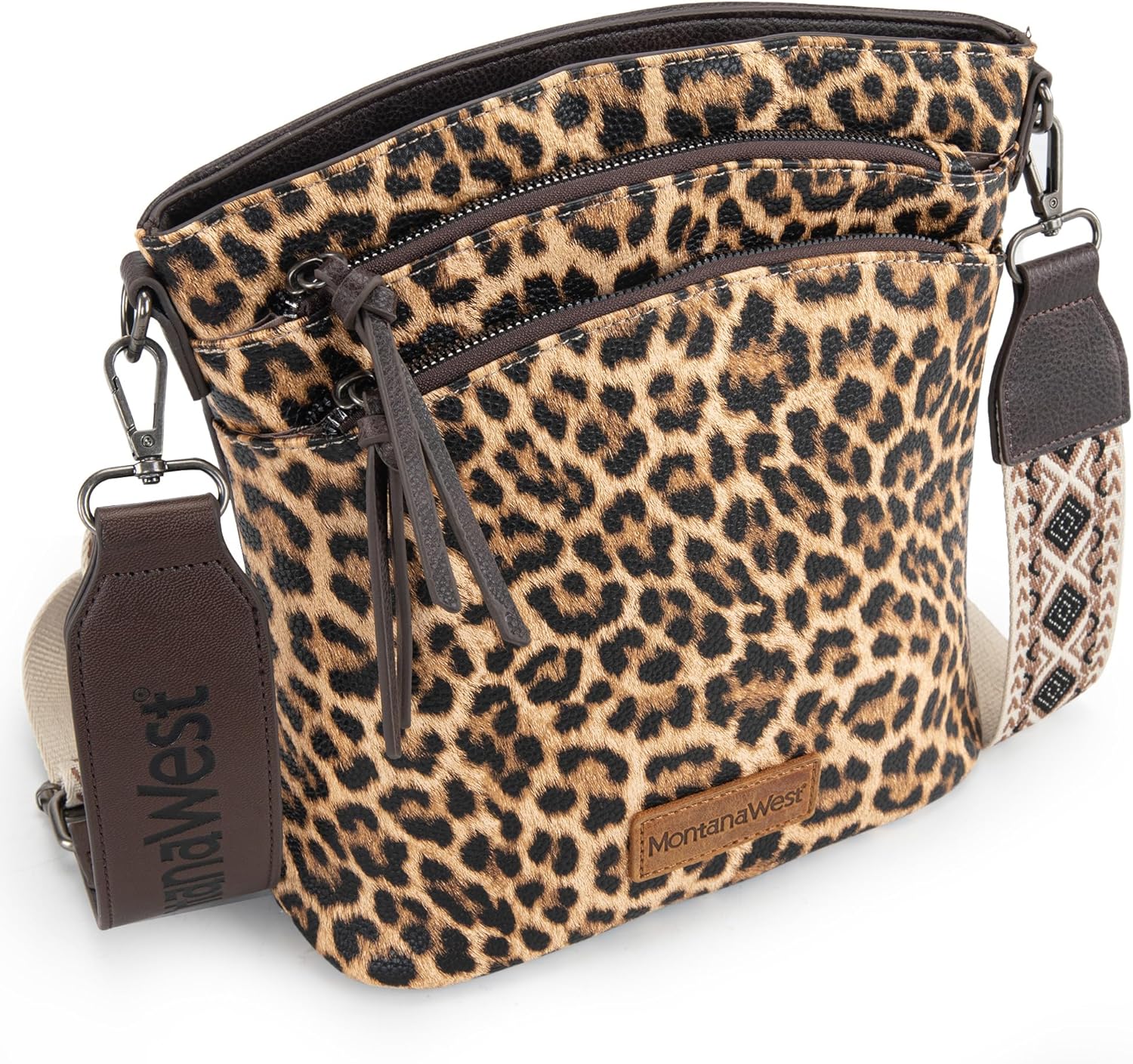 Montana West Multi Zip Pocket Large Crossbody Bag With Guitar Strap - Image 4