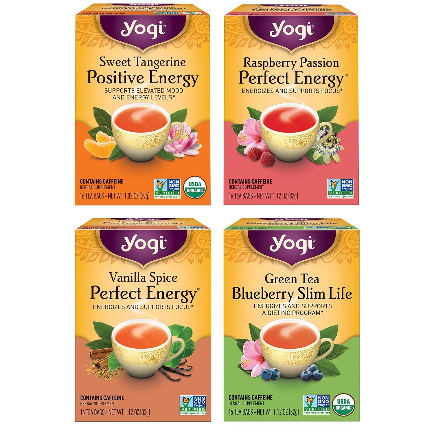 Yogi Tea - Energy Teas - 4 Pack, 64 Tea Bags